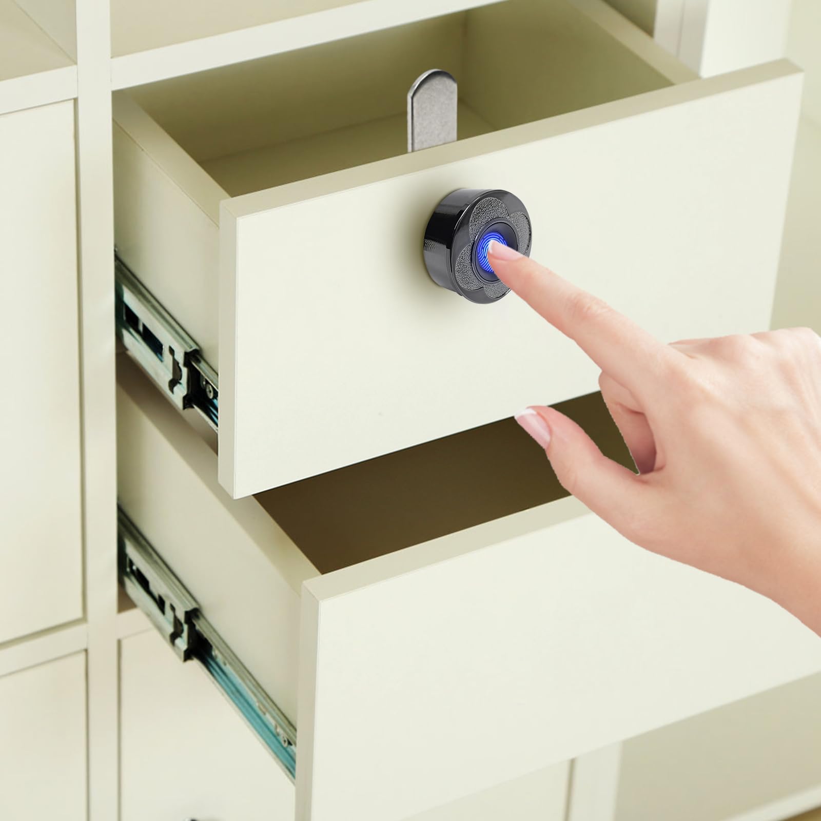 Blokada odcisków palców ze stopu cynku, 30 mm, zamek do szuflad, 20 odcisków palców, inteligentne zabezpieczenie przed kradzieżą, ładowanie przez USB, do szuflad, grubość drzwi 5-24 mm