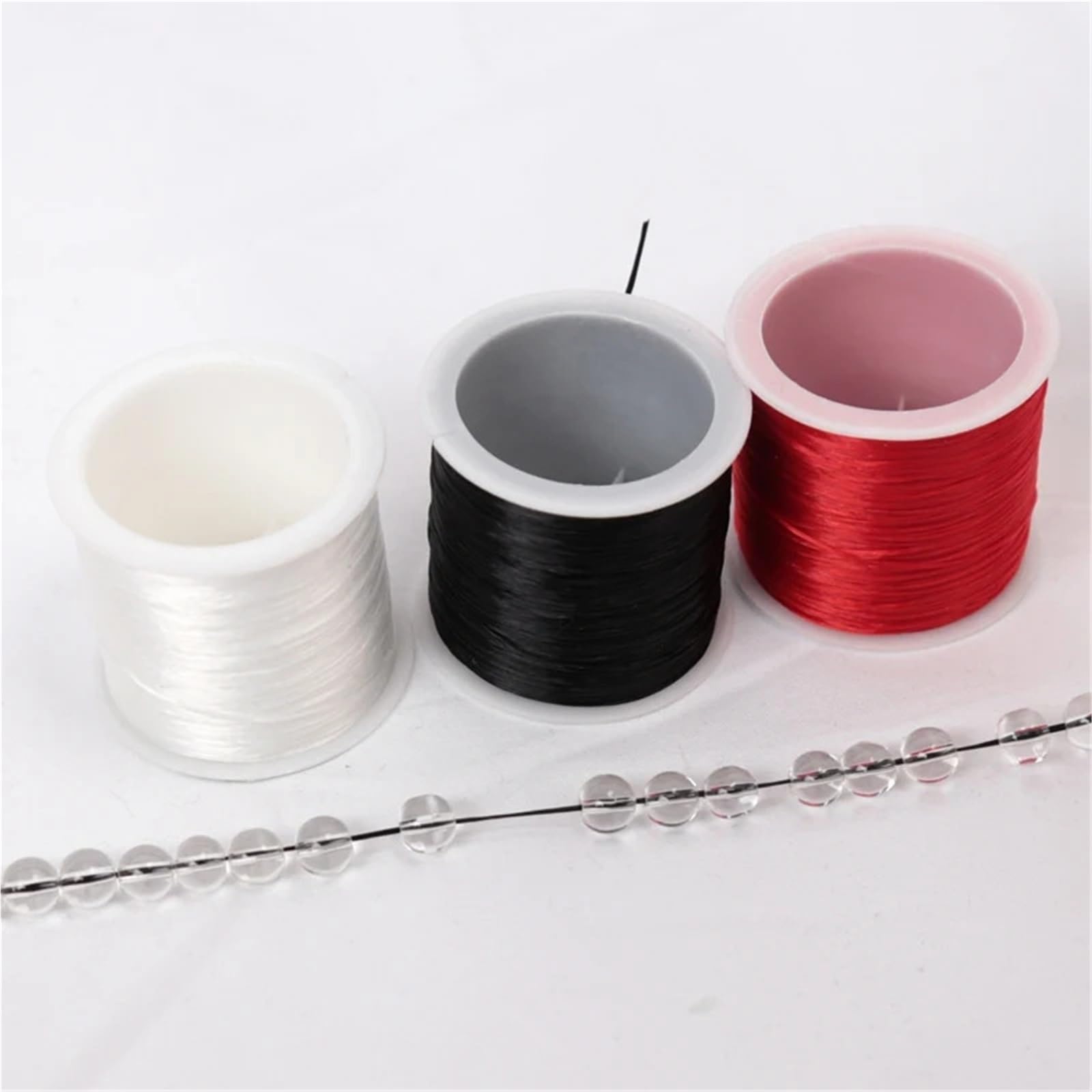Elastyczny sznurek do bransoletek 35M 0.8mm elastan nici jubilerskie rozciągliwy przewód z koralikami wyrobu naszyjników DIY i szycia(Black)
