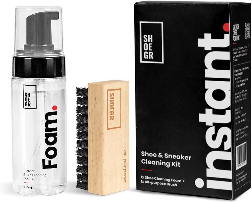 Instant Shoe Cleaning Kit | 150ml Shoe Cleaning Foam & 1 All-Purpose Brush, White Shoe Cleaning Kit, Shoe Cleaner Kit For Sneakers, Sports, Suede, Rubber | Shoe Cleaner Foam Spray