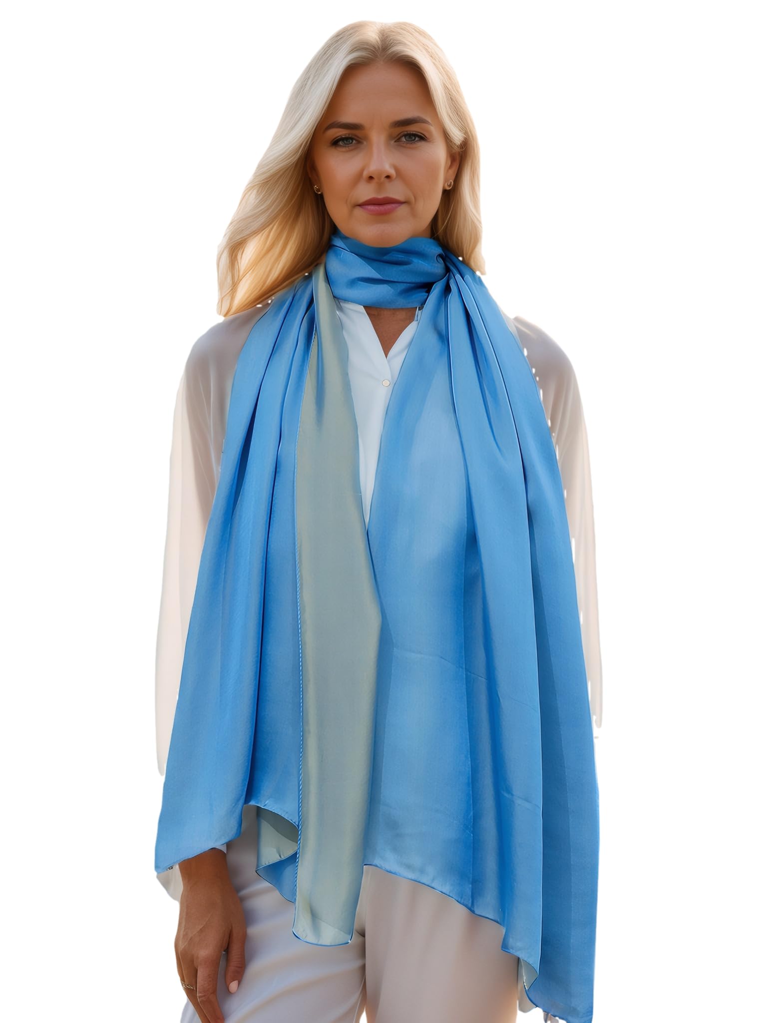 200cm X 70cm 2-farbige Crepe Satin 100% Seide Seidentaft Abendmode Damen-schal