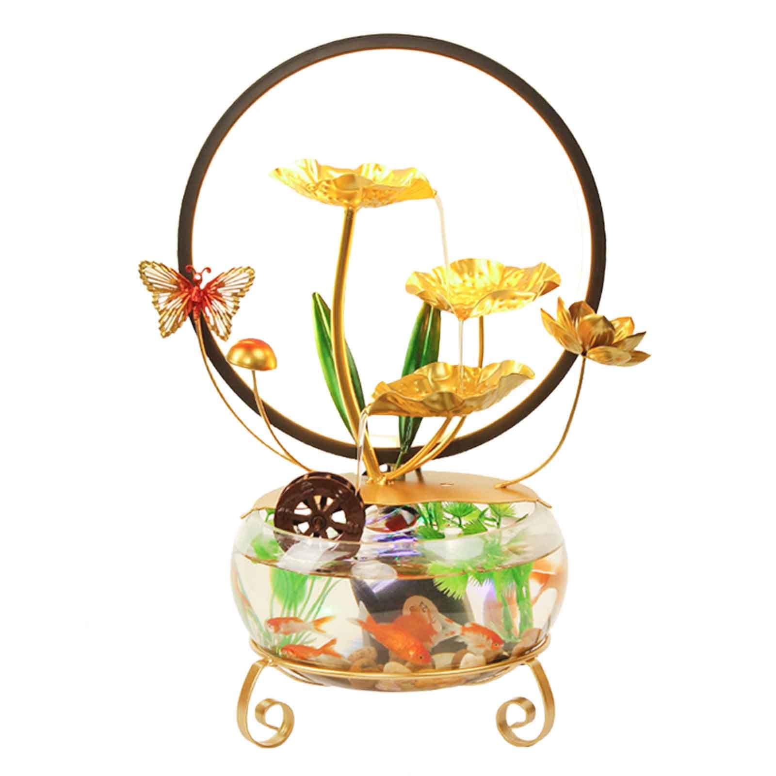 DFrywdgSEY tabletop fountain, 3-Tier Lotus Desk Fountain, for Home Office Decor Housewarming Gift,Waterwheel Models(Led Models)