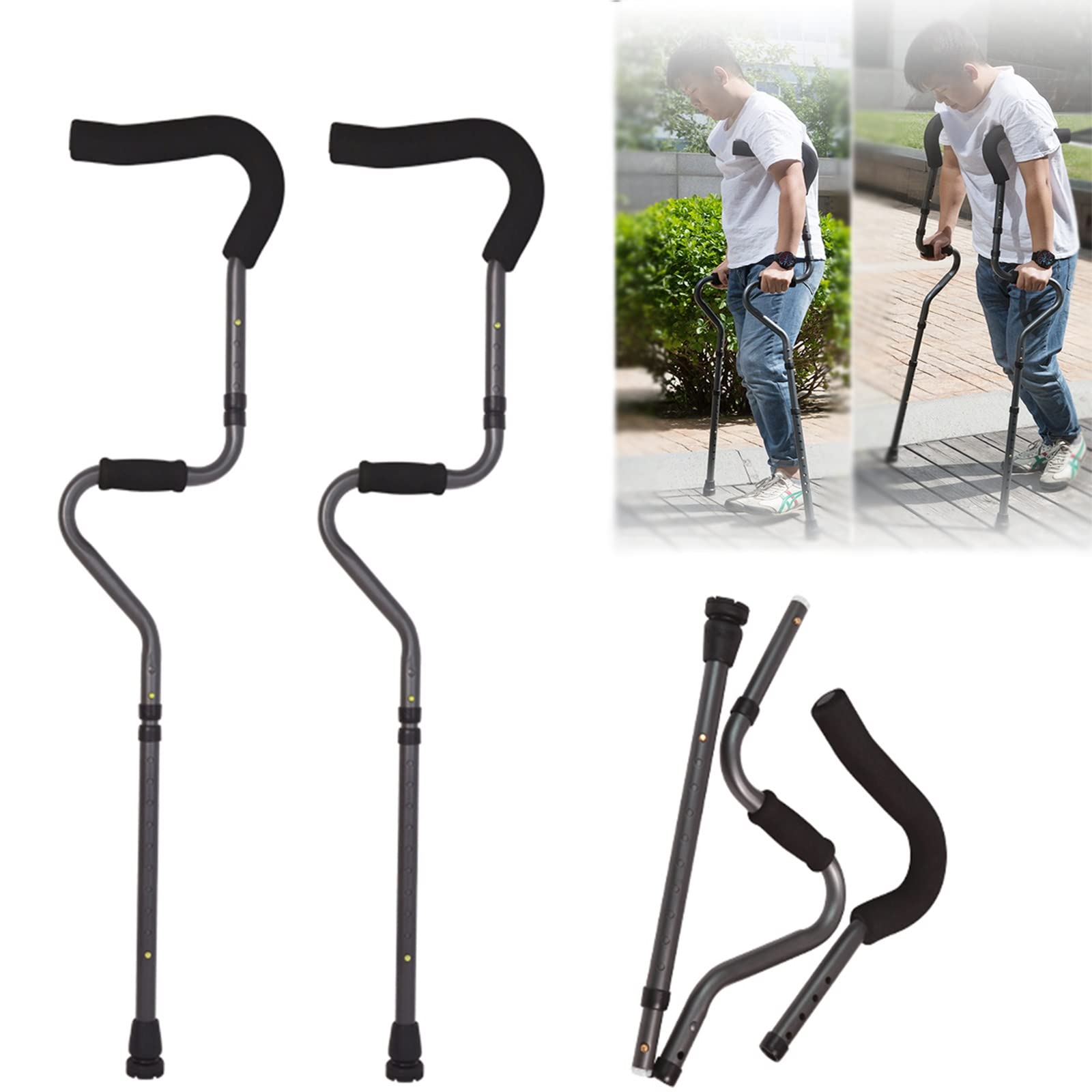 Buy EL 1 Pair SShaped Adults Underarm Crutches Medical Crutches