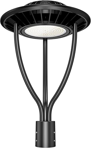 OPENLUX Luz LED de poste superior de 100 W con sensor de atardecer a amanecer, DLC ETL listado 14000 Lm IP65 impermeable para poste al aire libre