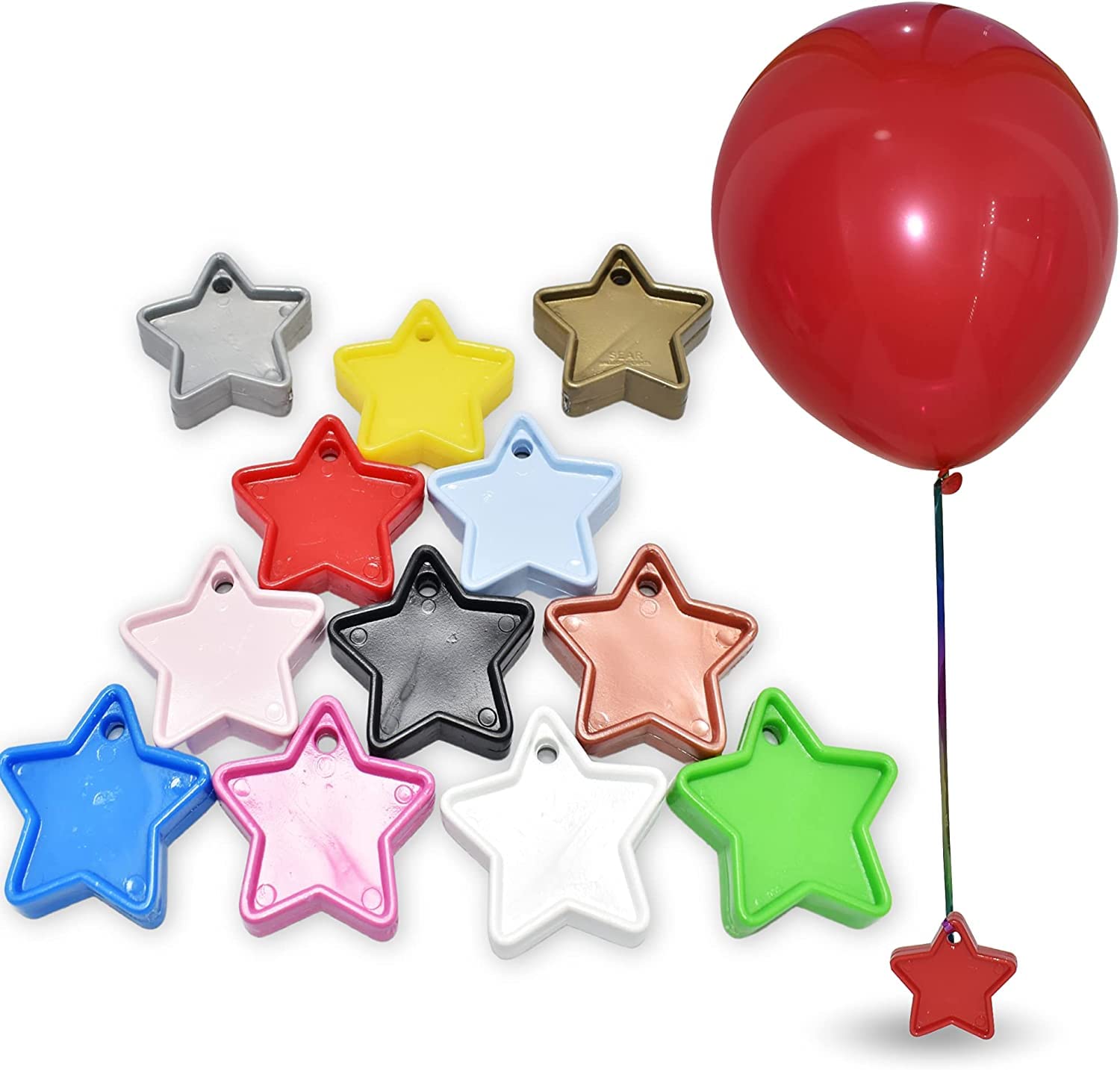 Godfather Star Shaped Balloon Weight Plastic Balloons Weights Reusable Helium Colorful Balloon Weights for Parties Birthday Celebration Decoration (MIx, Pack of 12)