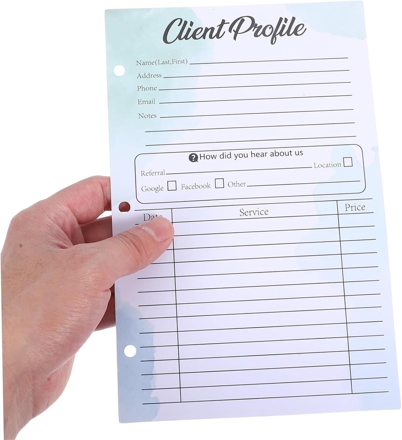 HEMOTON 50pcs Client Profile Information Cards 3-Ring Binder Record Sheets for Customer Records for Salons and Service Providers