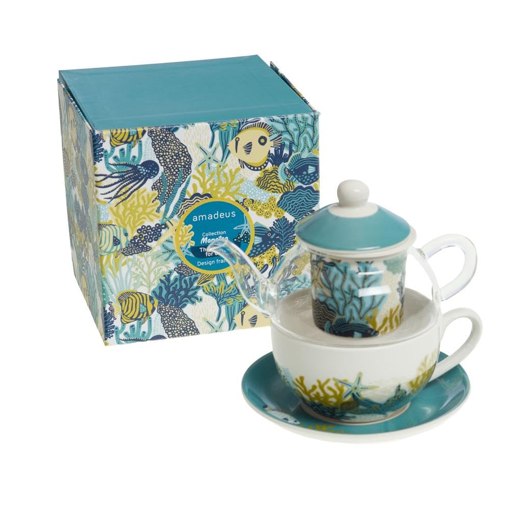 Amadeus - Coffret théière égoïste en Manatea en verre et en porcelaine