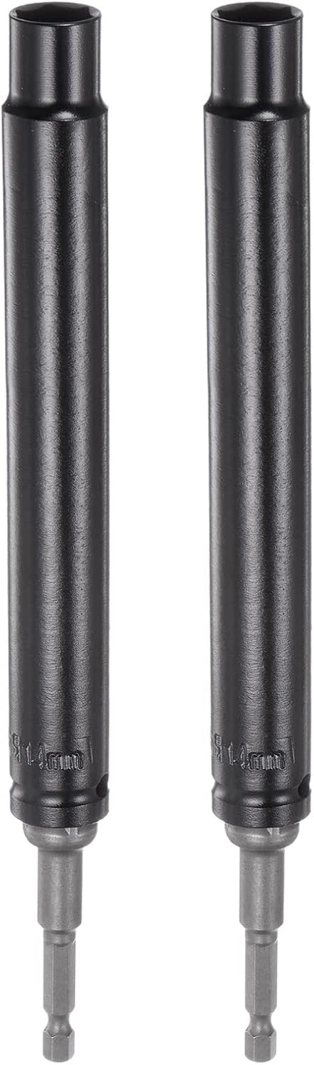 HARFINGTON 2pcs Extra Long Hollow Socket, 14mm x 300mm Deep Well Impact Nut Driver with Hex Shank Power Drill Adapter