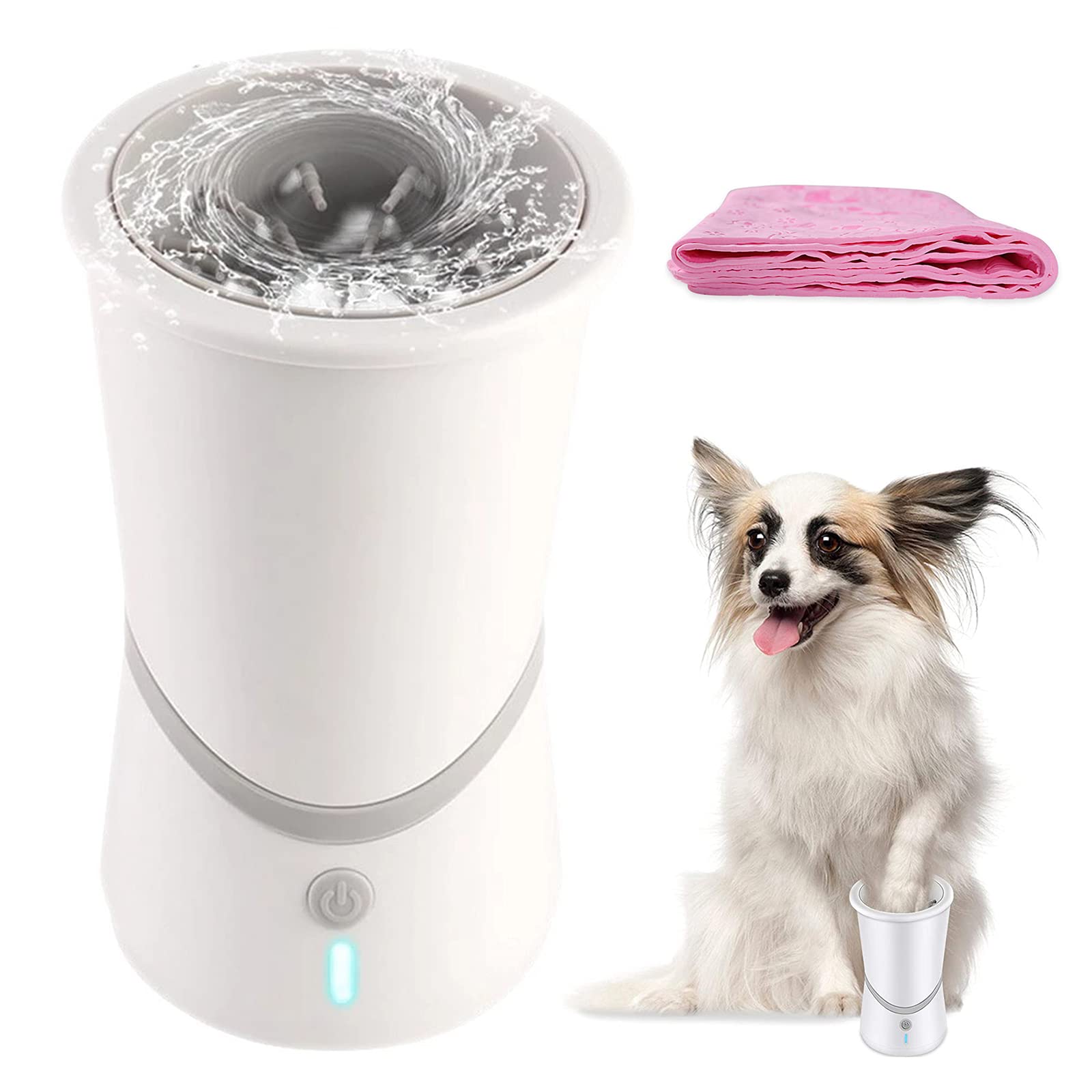 Nettoyeur de pattes pour chien, Brosse de nettoyage des pattes chien en silicone avec cordon USB et serviette for