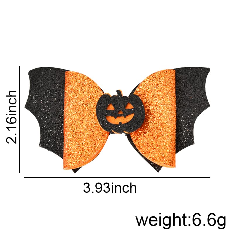 Miniatura 8 de Pinzas para el pelo de Halloween para niñas y mujeres, clip para el pelo de murciélago con purpurina negra y naranja, accesorios para el cabello de