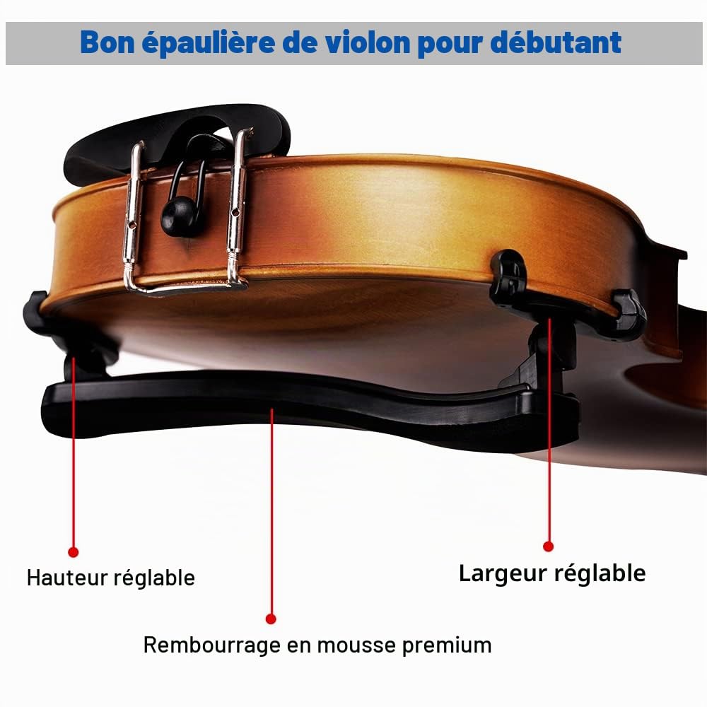 ADM Violon 1/2 Débutant Violon Enfant 6-9 Ans Avec Autocollant de Touche, Épaulière et Accordeur