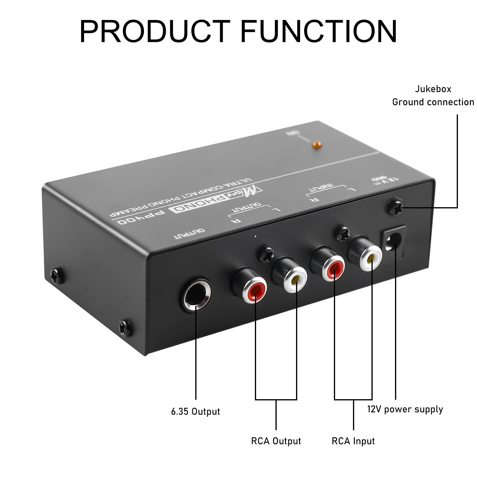 Phono Preamplificatore Preamp per Giradischi MM RCA Input Output con Alimentatore