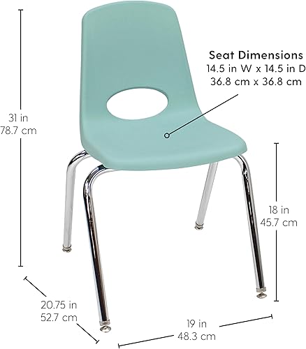 Miniatura 2 de FDP 13050-SF - Silla escolar apilable de 18 pulgadas, asiento apilable para estudiantes con patas de acero cromado y deslizadores giratorios para