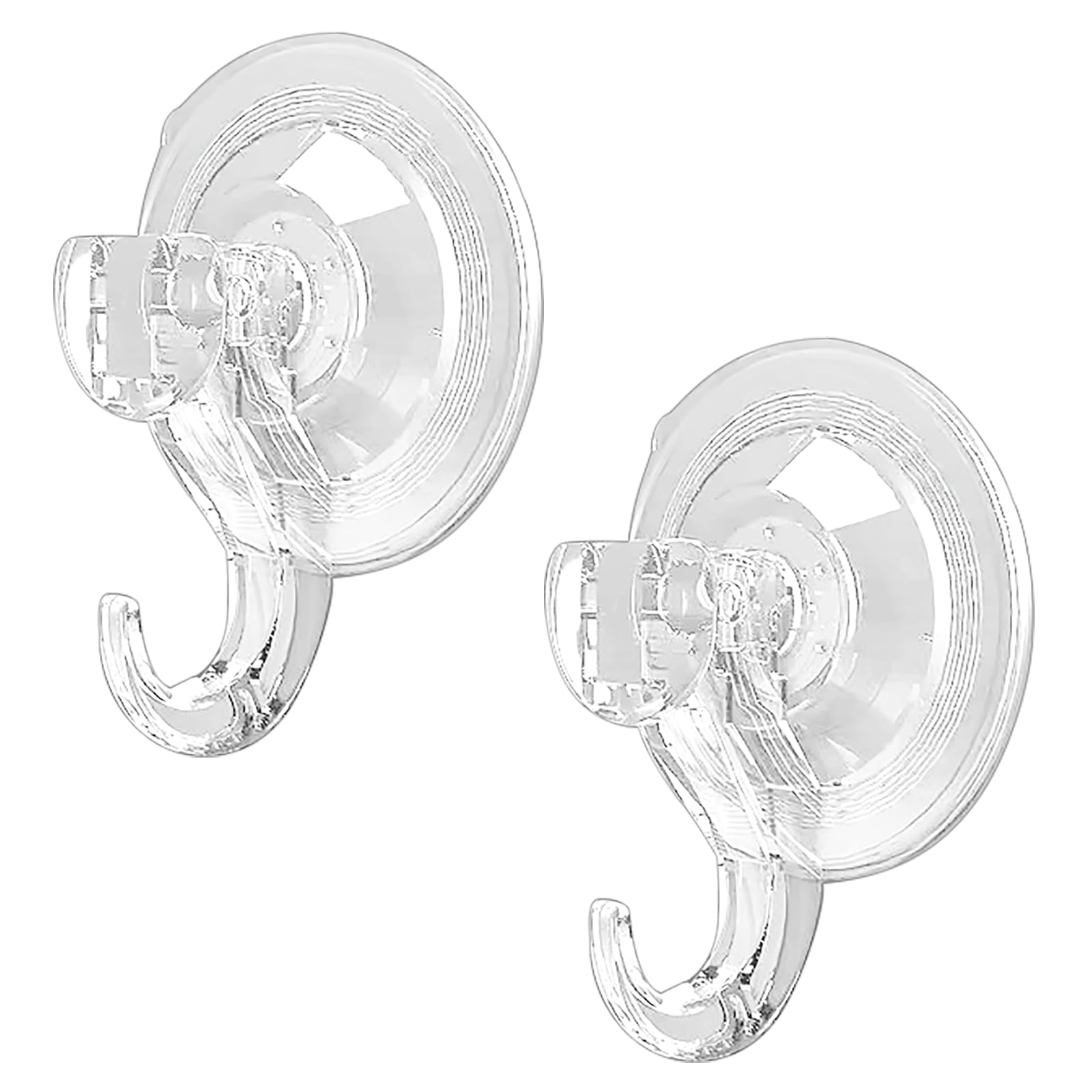 KIPTVO 2pcs Suction Hooks, Heavy Duty Self Adhesive Hooks, Clear Reusable Suction Hooks, Plastic Suction Hanger Vacuum Seamless Sucker Hook, for Xmas Wreath, Bathroom, Window