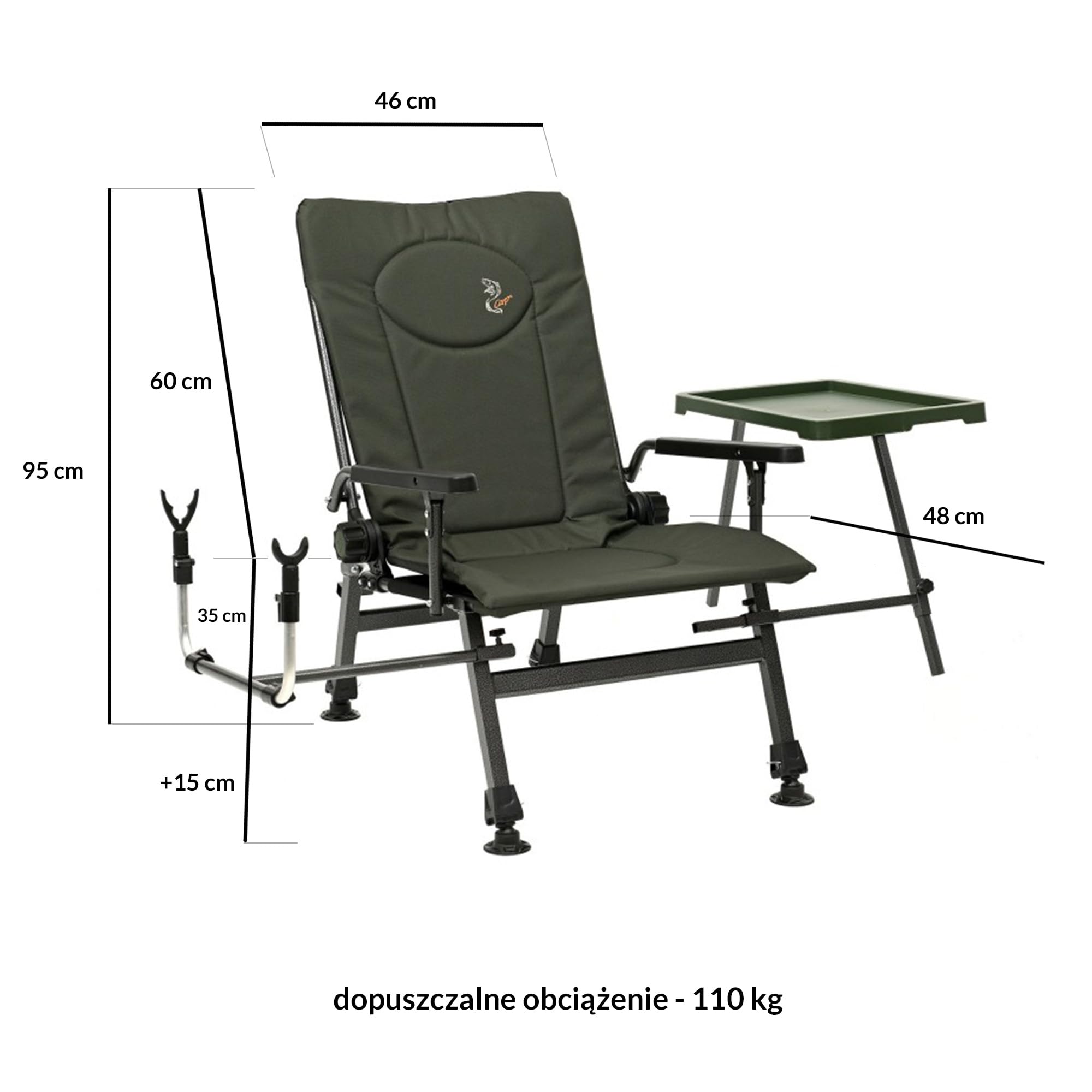 Carp F5R ST/P - Sedia da campeggio con altezza extra e supporto per canna da pesca