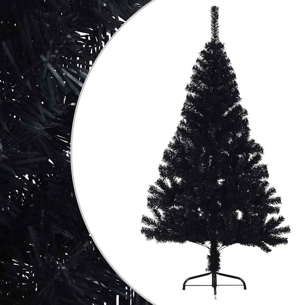 Árbol de Navidad artificial con soporte, 150 cm, PVC, color negro