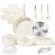 Chef Power Ceramic Cookware Set Non Toxic with Detachable Handles, Healthy Nonstick Pans and Pots Set 19 Pcs, Induction Dishwasher Oven Safe Kitchen Set, PFAS PFOA & PTFE Free, Cream White Product Image 1