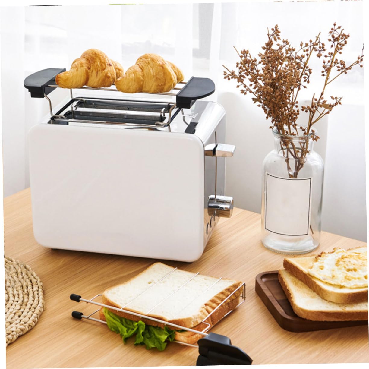 MOLUCKFU Bread Toast Holder Toaster Warming Rack Griddle Sandwich Maker Roasting Rack Sandwich