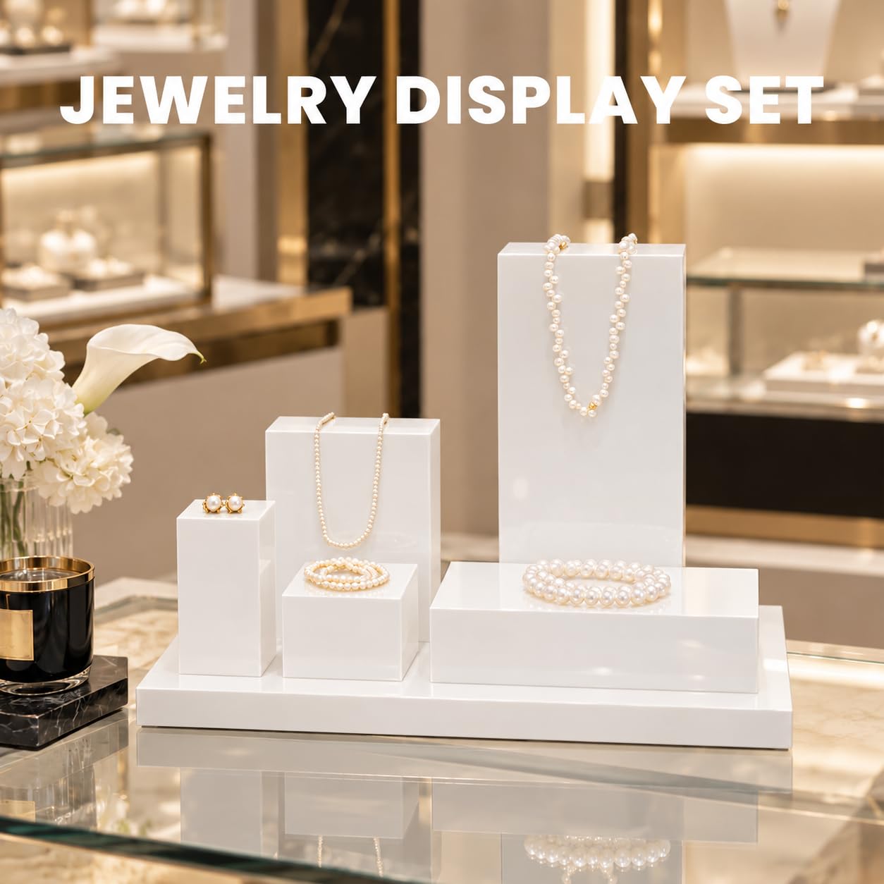 Oirlv Présentoir à bijoux carré en bois massif de style minimaliste - Blanc - SM05206