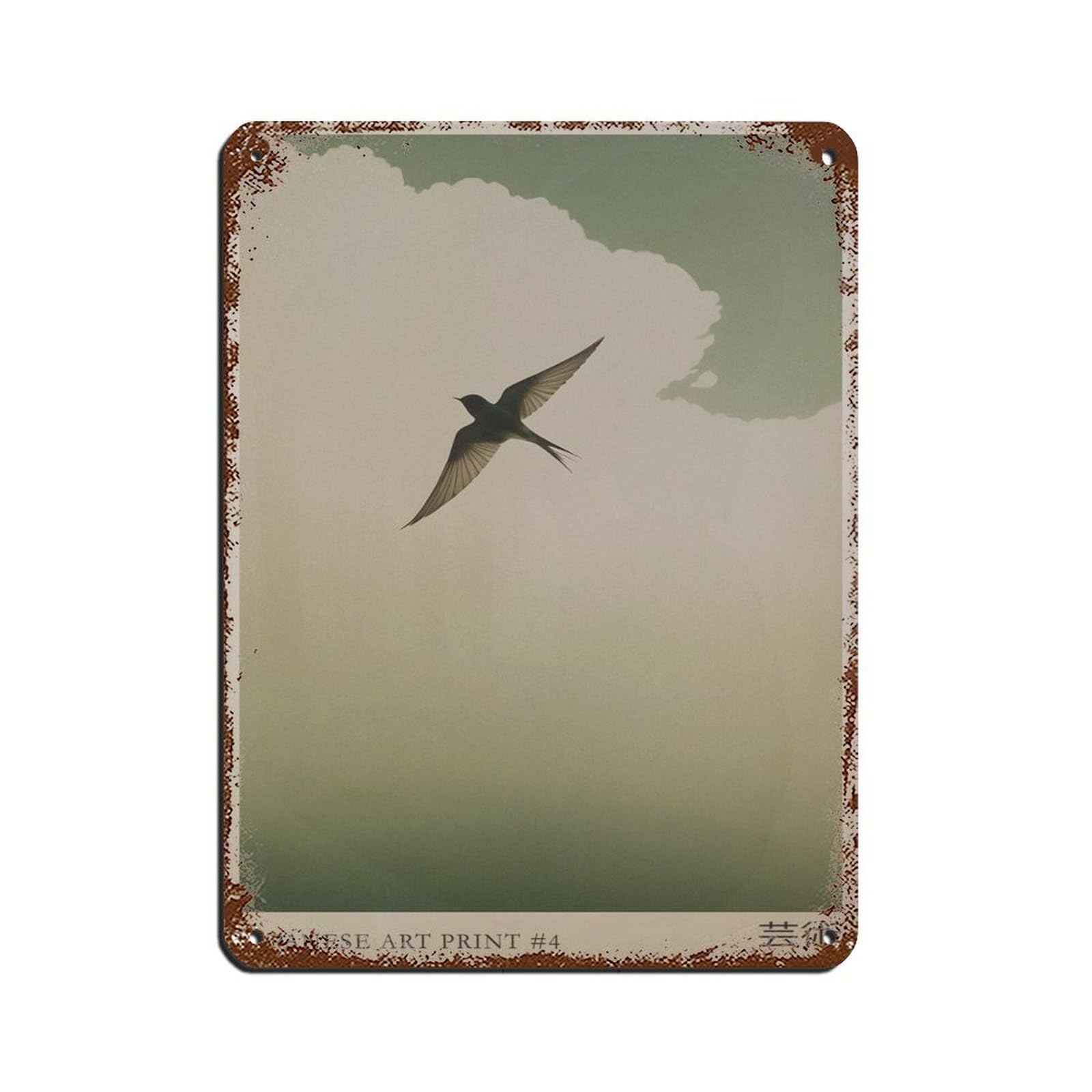 Japanese Swallow Art, Japanese Exhibition Poster Tin Sign Vintage Metal Pub Club Cafe Bar Home Wall Art Decoration Poster Retro 12x16inch(30x40cm)