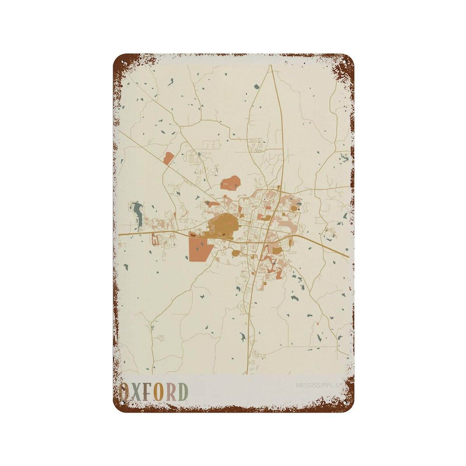xiaoxiaoshen Oxford Map Mississippi Travel Gift Boho Wall Decor Art Metal Tin Poster Modern Home Decor Art Home Bar Shop Decorations Vintage Sign 30x20cm