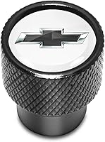 Vista 1 de iPick Image para Chevrolet Logo negro en blanco sobre negro Tapones de vástago de válvula de neumático de aluminio de fácil agarre