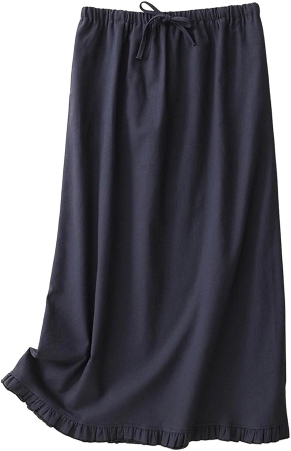 Women's Linen Midi Skirts Summer High Waisted Flowy A-Line Drawstring Casual Beach Skirts Ruffle Hem Cotton Skirt