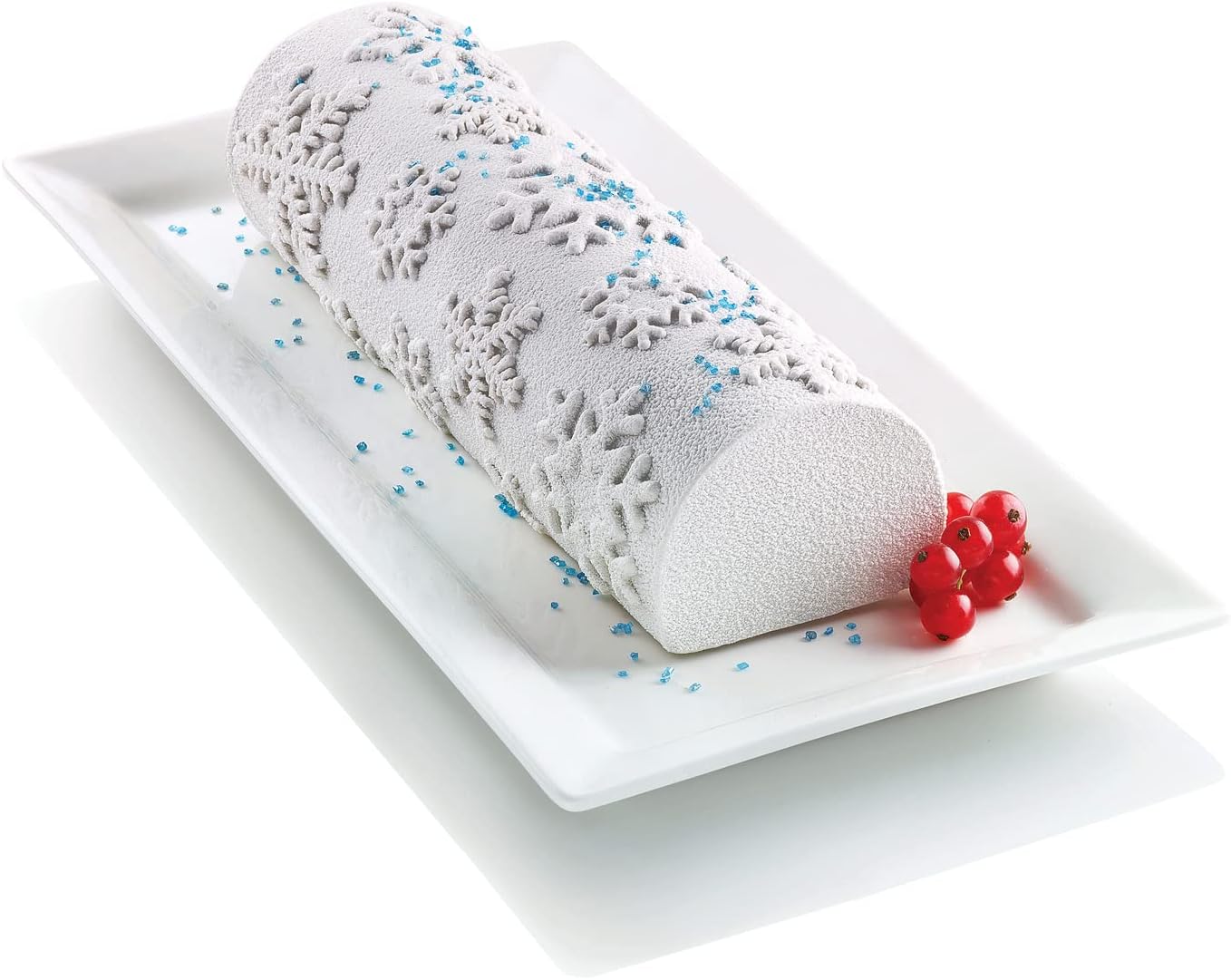Silikomart Frozen Buche Mat, Textured Silicone Baking Sheet with 3D Technology Imprints Snowflake Pattern into Fondant, Cakes and More, Oven, Microwave, Freezer and Dishwasher Safe, Made in Italy