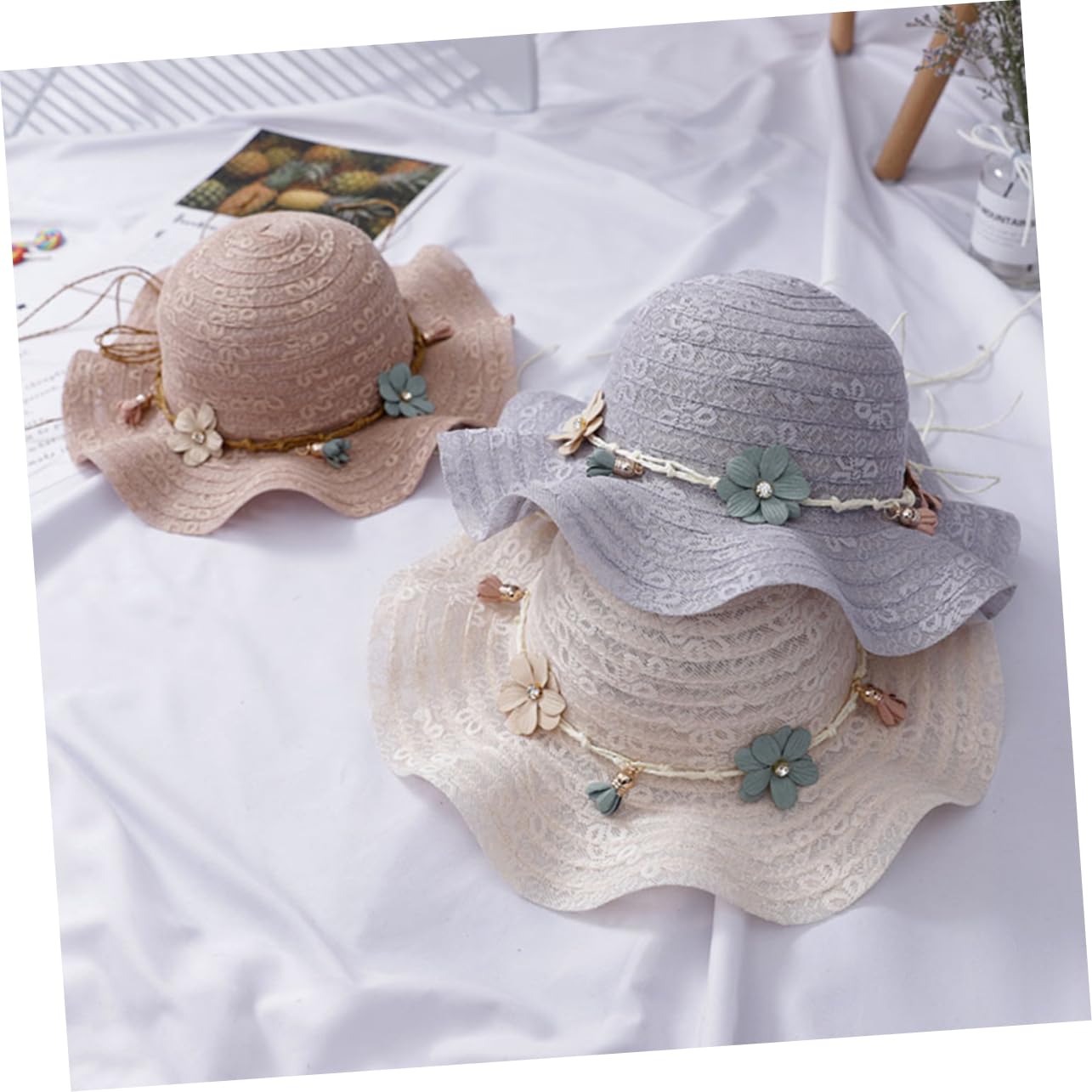 Holibanna 3pezzi Cappello Sole per Cappello Visiera Protezione UV Design per e attività all Colore Latte