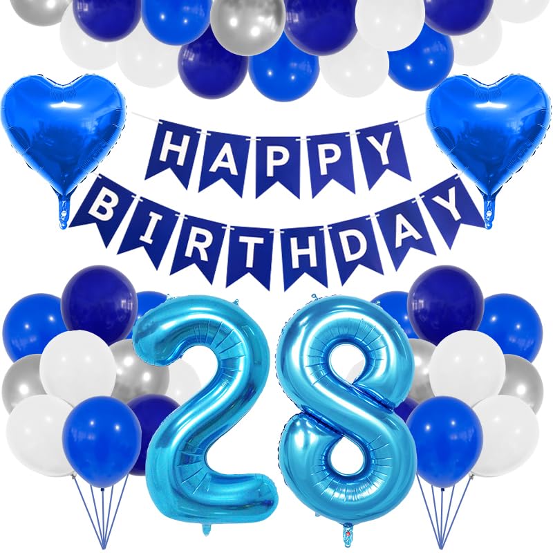 Guirlande 28e anniversaire bleu fonce pour sublimer votre decoration de salle de fête