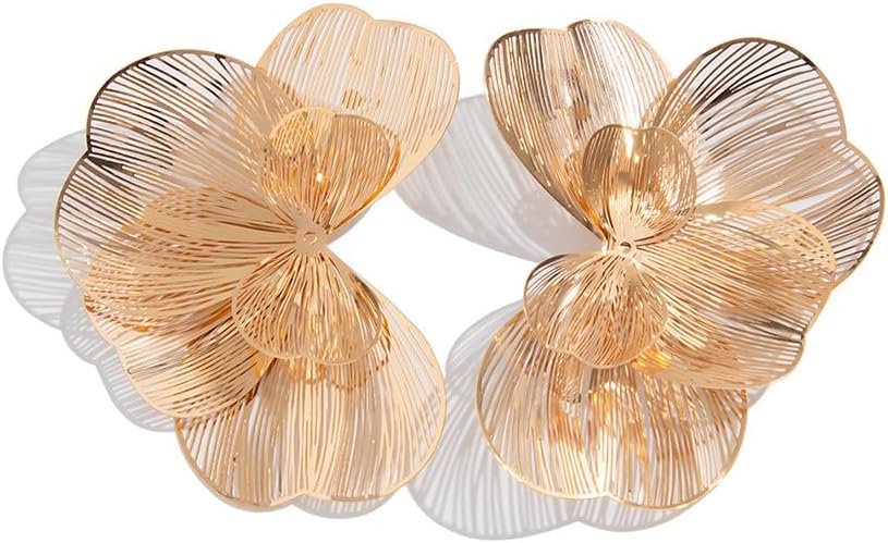 Gold Large Flower Dangle Earrings for Women Vintage Big Ginkgo Leaf Statement Silver Earring Trendy Oversized Floral Punk Jewelry Hip Hop Accessories - Image 8