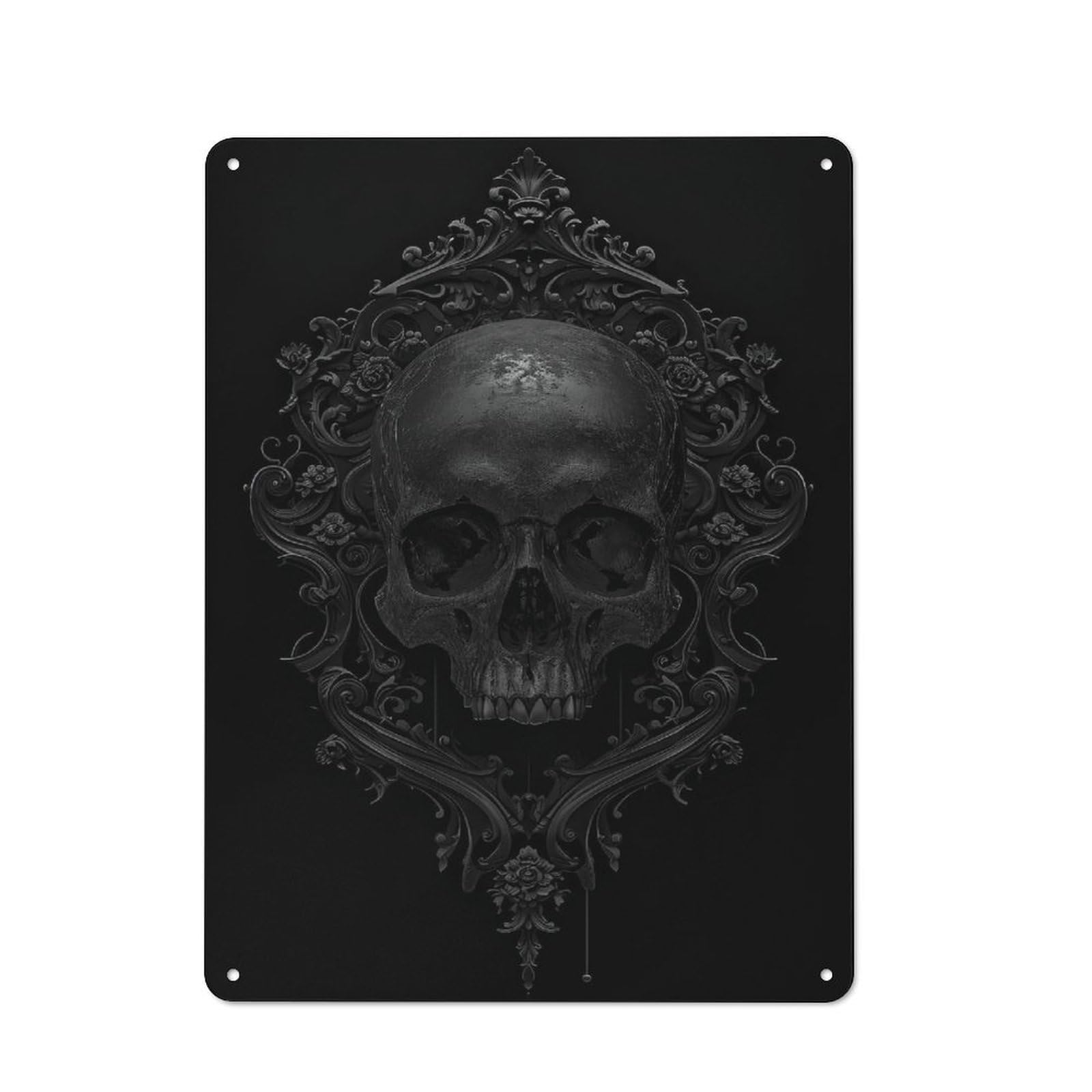Junmoney Baroque Black Skull Shed Style Shed Metal Sign 40X30cm, Shed Wall Decor For Shed, Garden Room, Porch Or Garage