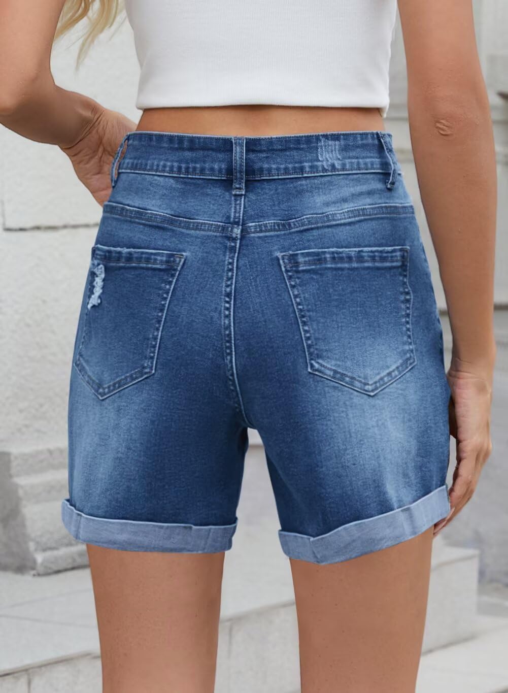 FEKOAFE Womens Jean Shorts 2026 High Waisted Stretch Ripped Denim Shorts for Women