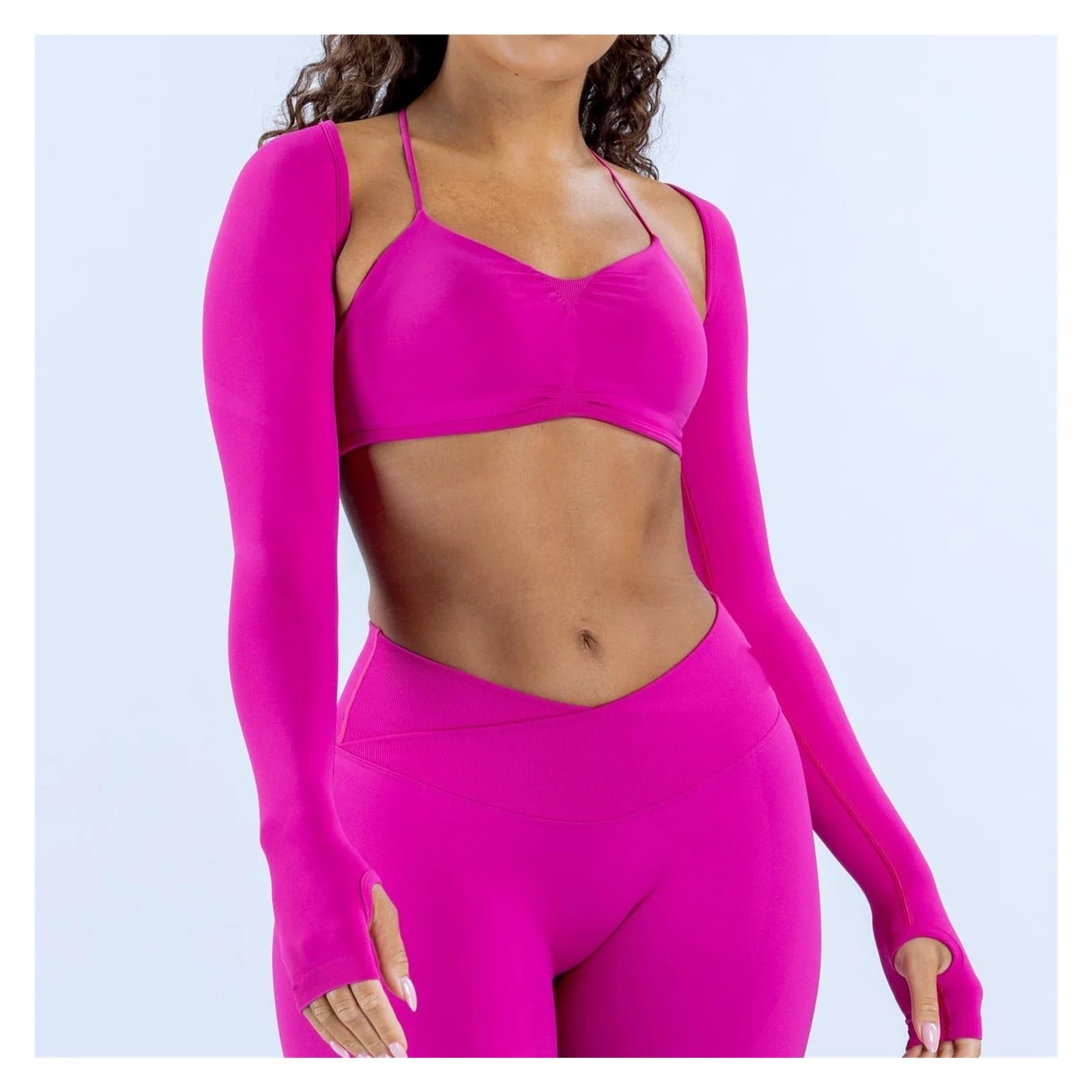 Top Yoga a Maniche Lunghe Donna Coprispalle a Maniche Lunghe | Camicia da yoga da donna con fori for i pollici Scialle sportivo da allenamento for fitness traspirante