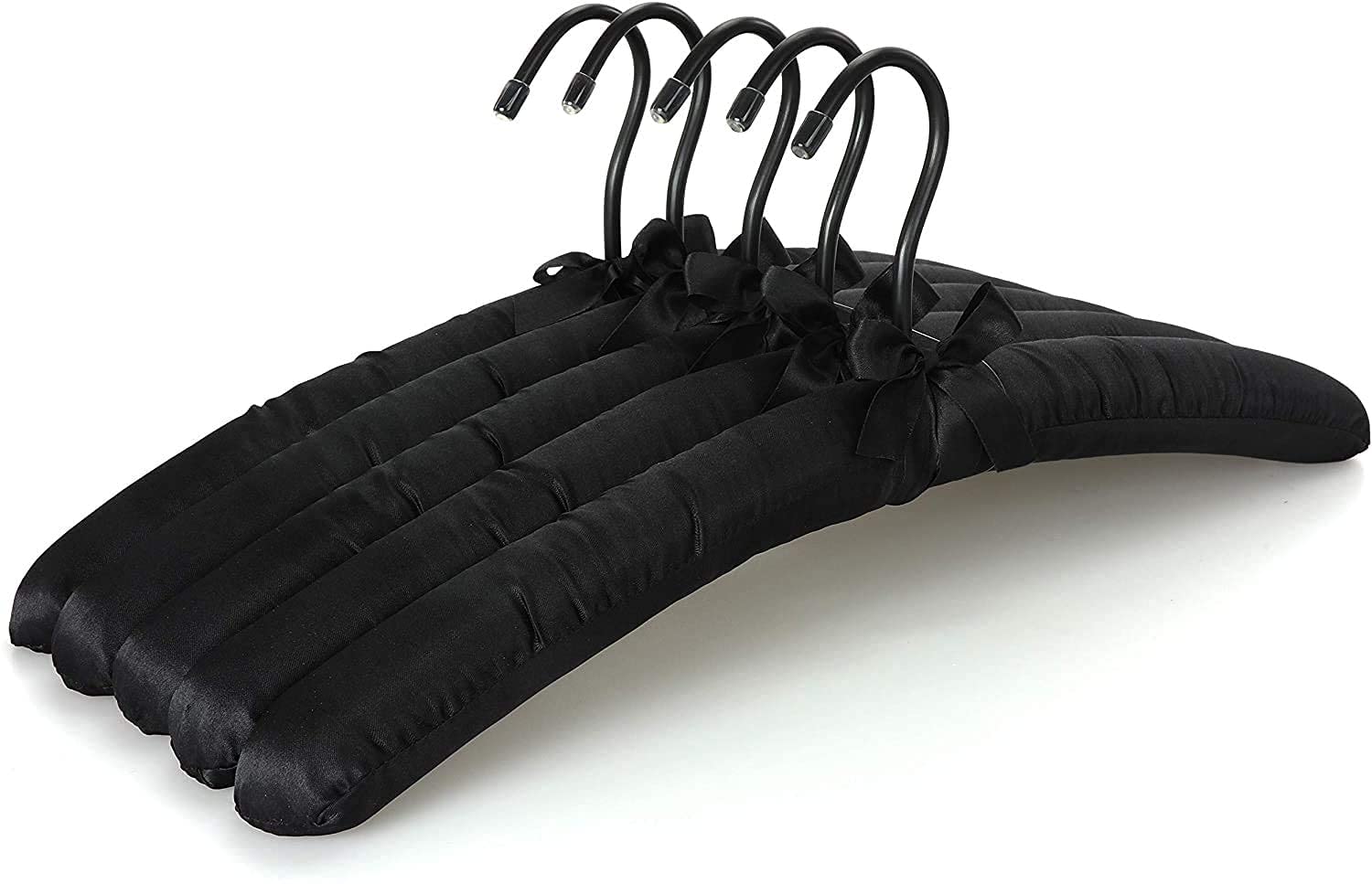 Rollyware Anti Slip White Satin Padded Hangers Heavy Duty for Sweaters Dresses Suits (Pack of 1, Black)