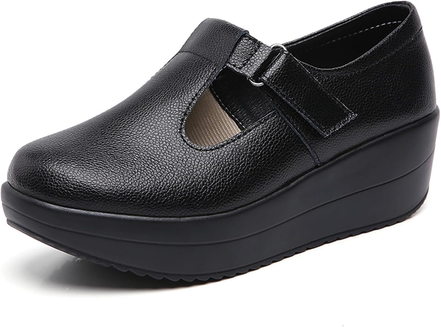 EnllerviiD Women's Mary Jane Platform Round Toe Ankle Strap Chunky Uniform Dress Wedge Women's Health Care Food Service Shoes