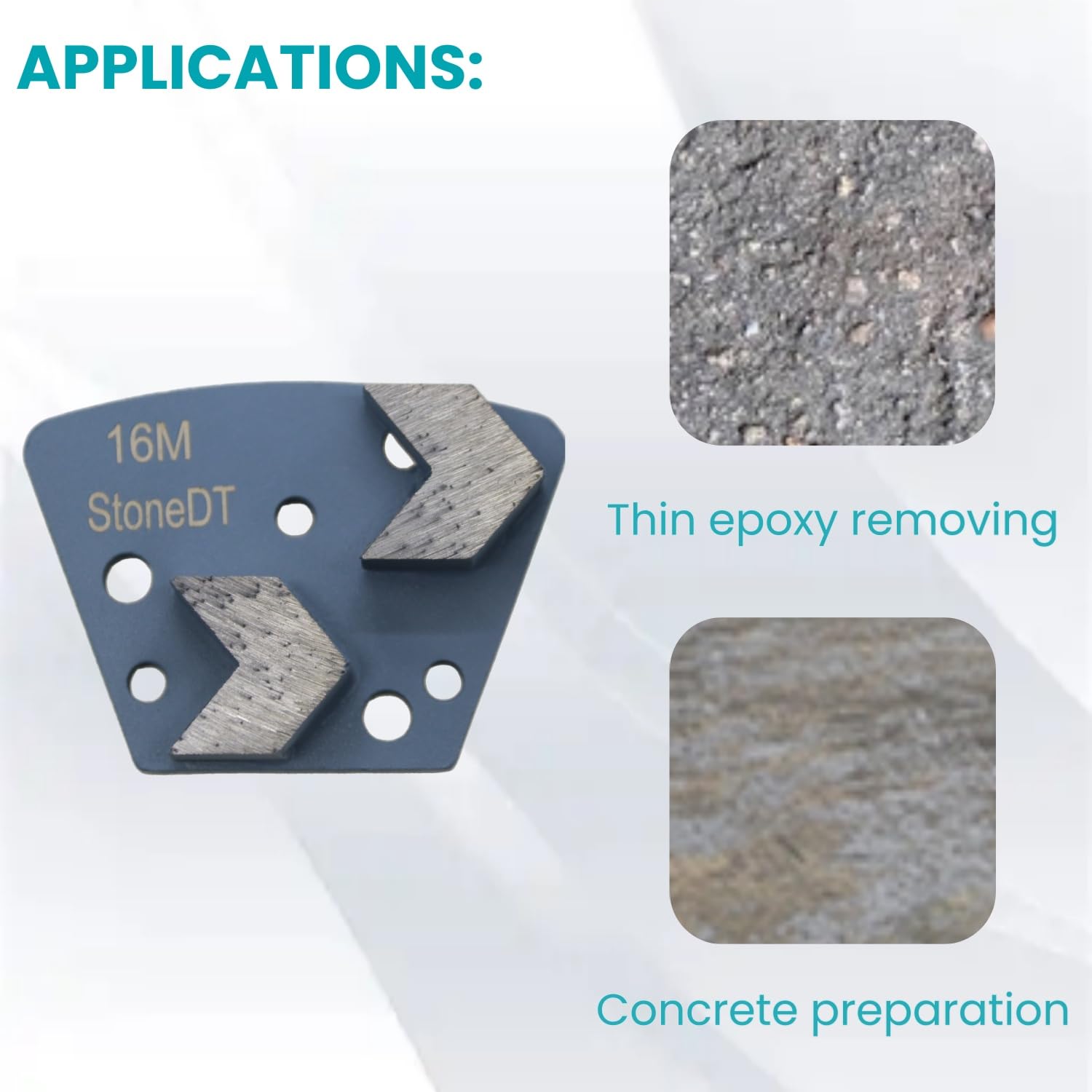 Trapezoid Diamond Grinding Disc, Aggressive Arrow Segments Concrete Grinding Shoes Fit with Diamatic/Sase/CPS Bolt-On Floor Grinders, 16 Grit Medium Bond, Pack of 9