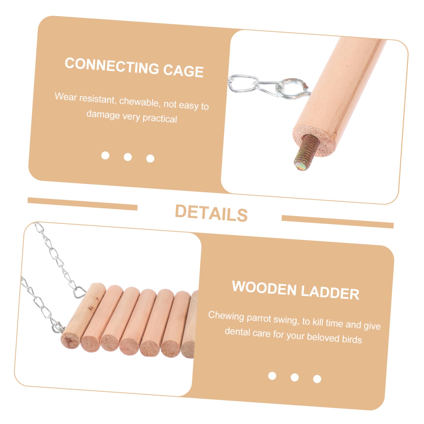 VICASKY 1Pc Hanging Ladder for Birds Wooden Swing for Parrots and Pets Climbing Exercise for Pet Cages Gardens Unique Engage and Entertain