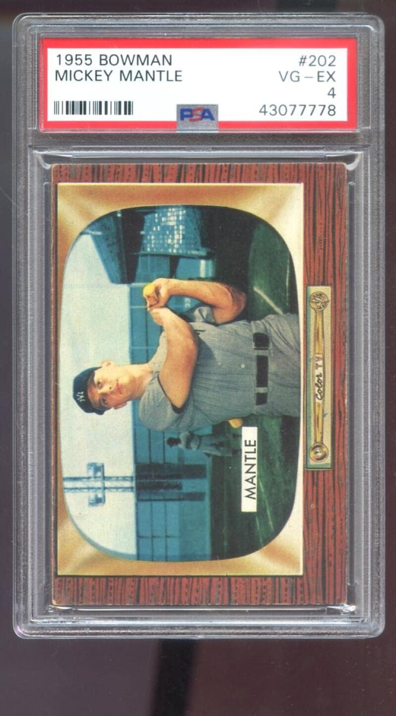 1955 Bowman #202 Mickey Mantle PSA 4 Graded Baseball Card New York Yankees MLB