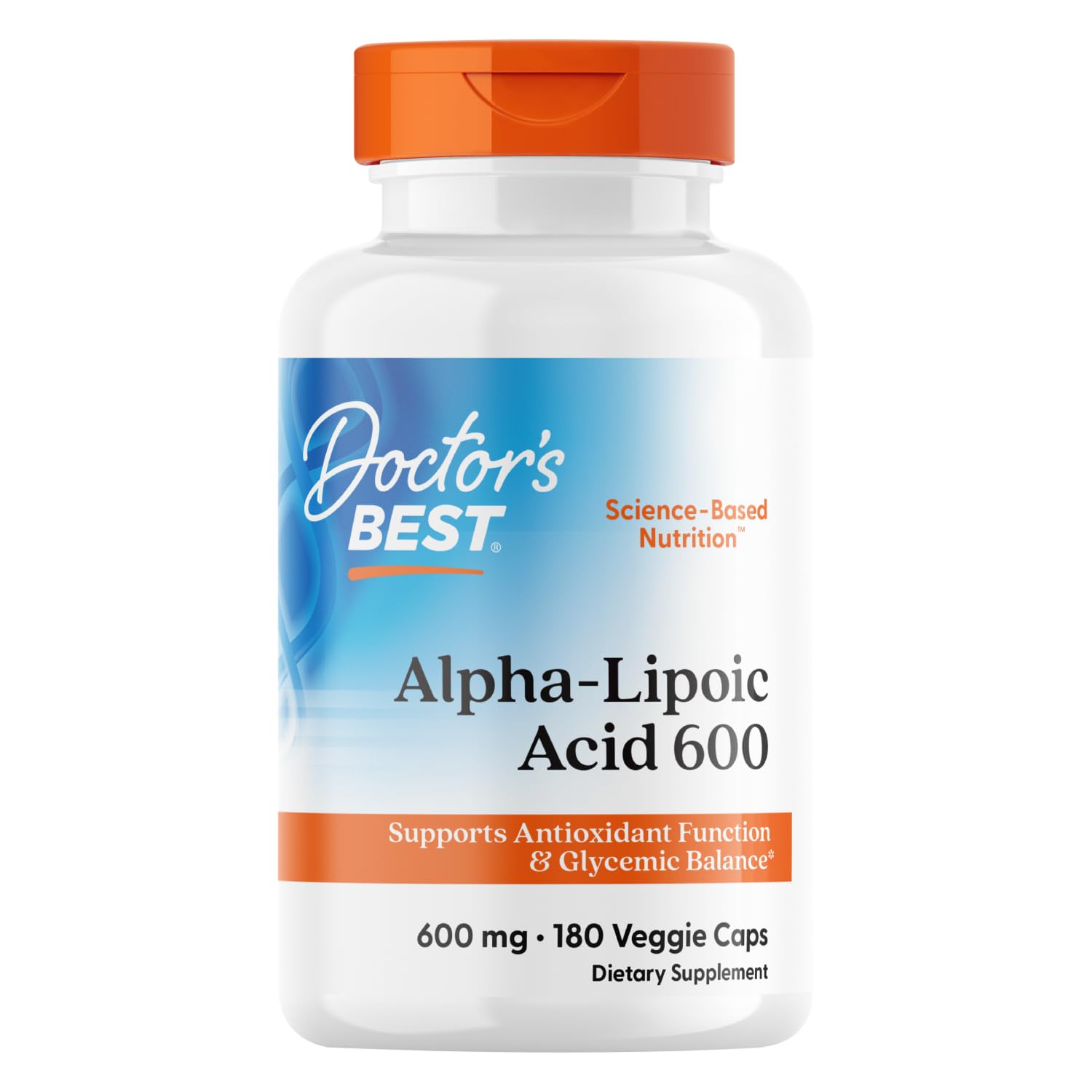 Doctor's Best, Alpha-Lipoic Acid (Acide Alpha Lipoïque), 600 mg Depot, 2-Day-Dose, 180 Capsules, Hautement Dosé, Testé en Laboratoire, Sans OGM, Sans Gluten
