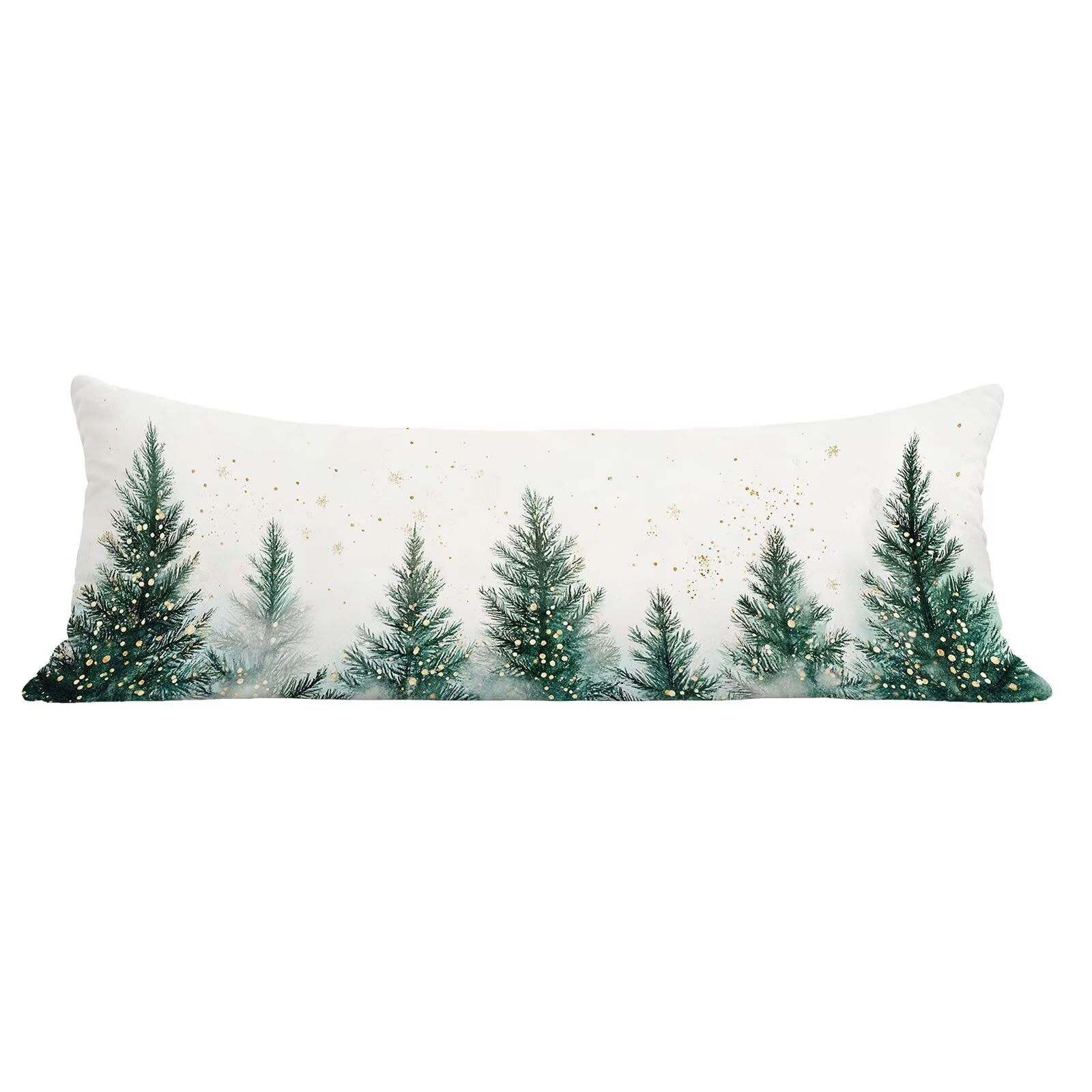 Funda de Almohada 60 x 180 cm Verde Protector Almohada 180 cm con Cremallera Invisible, Terciopelo Suave y Transpirable Pillow Case Festival Impresión a Doble Cara para Cama, Sofá y Dormitorio dg-244
