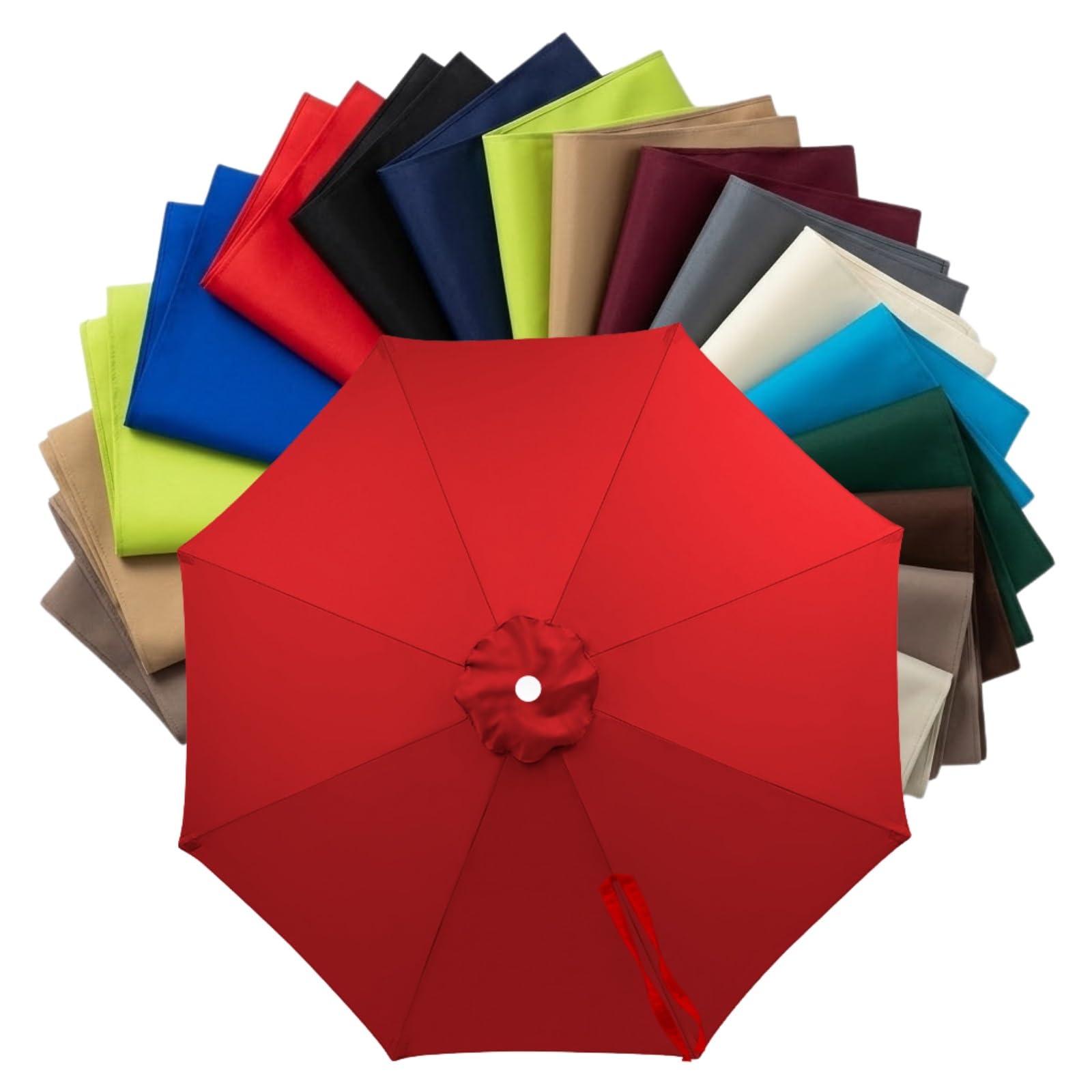 Replacement Parasol Canopy 2m to 4m, Waterproof Polyester Patio Umbrella Replacement Cloth for 6/8 Arms, Sunshade Garden Parasol Fabric Cover, UV Protection(Bright Red,2.3m (7.5FT) - 8 Ribs)