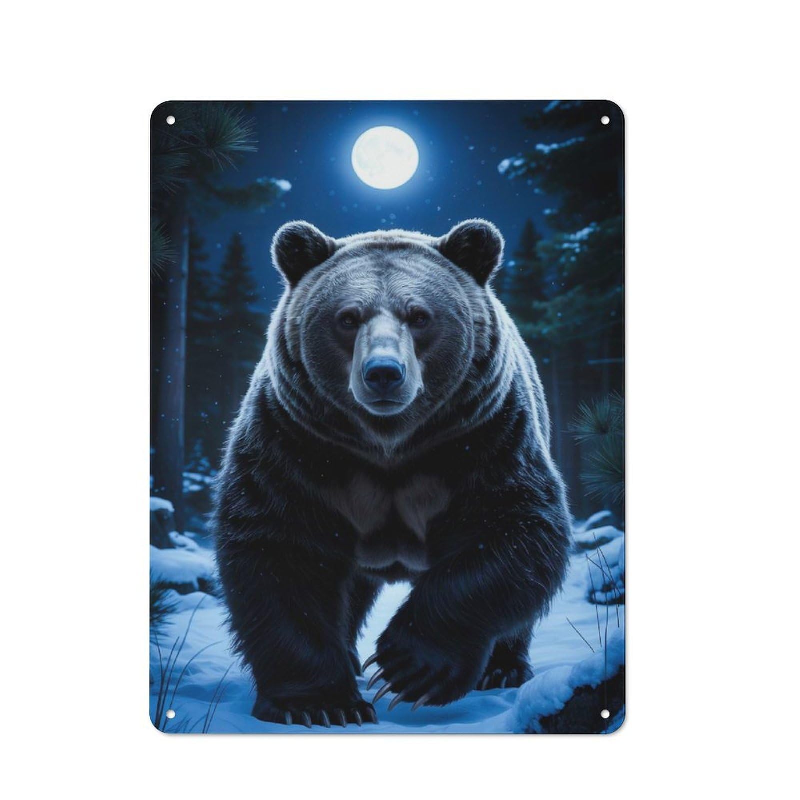 Junmoney Style-12 Lunar Guardian – Ethereal Winter Sentinel Under The Frosted Moon Retro-Style Tin Sign 40X30cm For Living Room Or Hallway, For Vintage Wall Decor Fans, For Themed Room Decoration