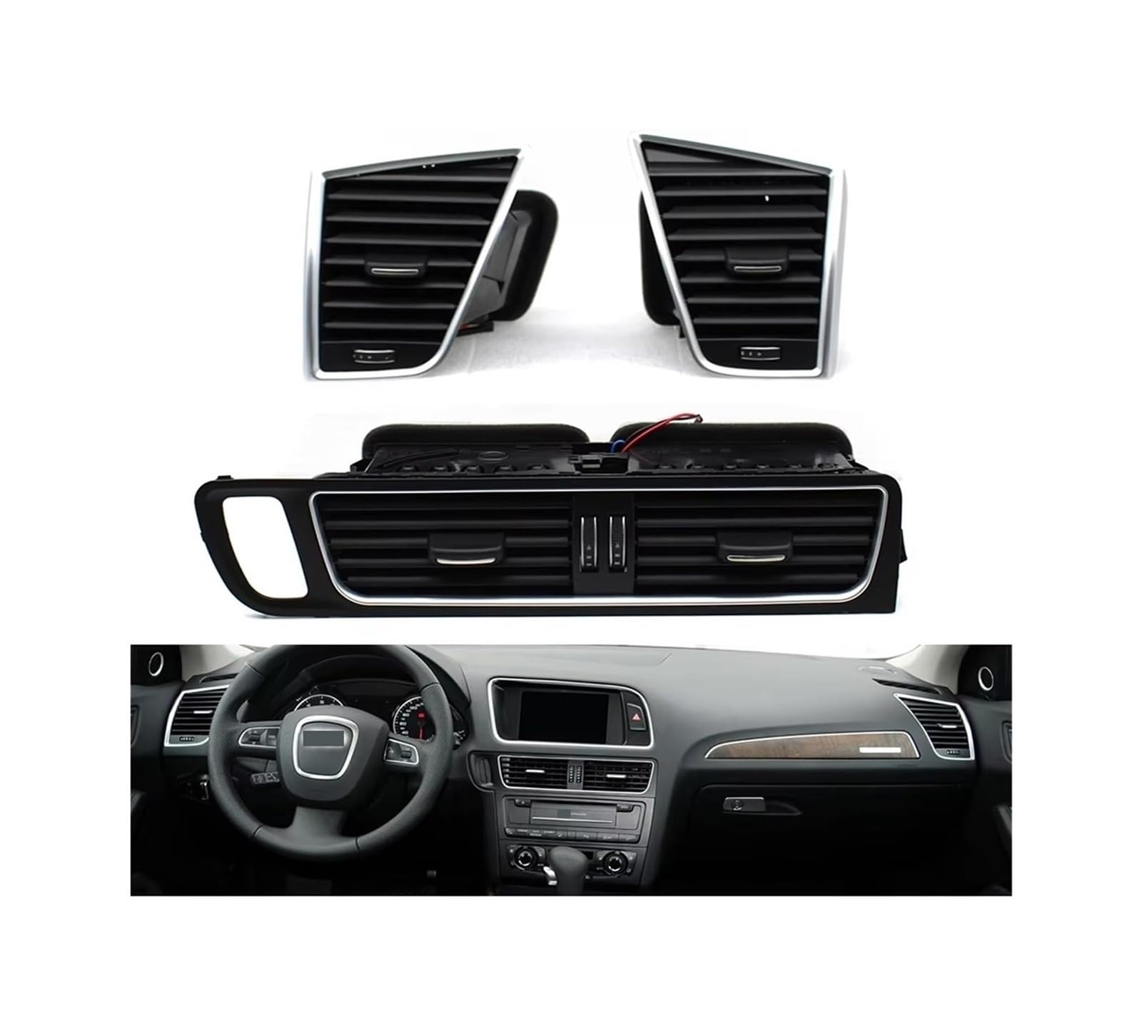 Salida Aire Rejilla para Q5 2009-2018 LHD Marco De Salida Compatible con Aire Acondicionado Rejilla Ventilación para Consola Central Delantera Coche(LHD-Right)