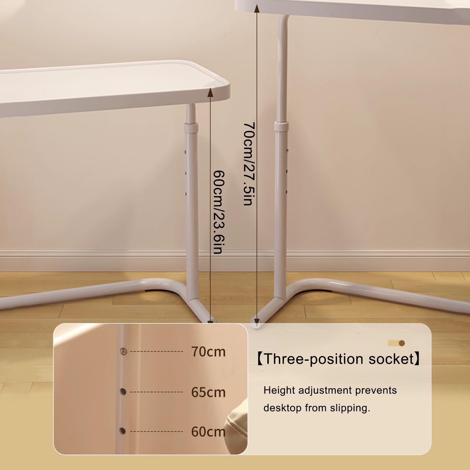 Mesa para Cama o Silla de Ruedas, Altura Ajustable (60 – 70 cm), 1 Portavasos, Mesa Auxiliar de Oficina, Hospital, Comer, Ayuda Mayores y Silla de Ruedas(Beige)