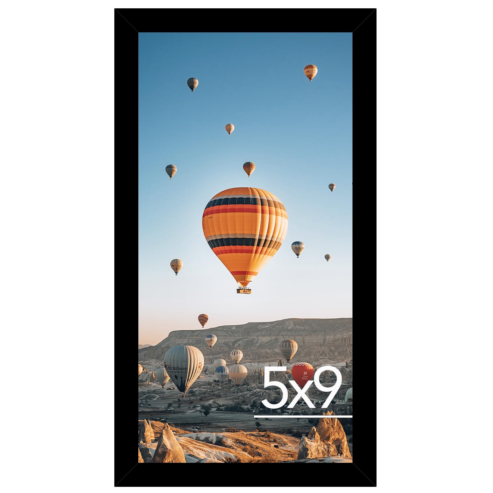 JCJMY 5x9 Picture Frame Black for Wall Hanging or Tabletop, Wall Mounting Horizontally or Vertically, 5 x 9 Wall Gallery Poster Photo Frame with Shatter Resistant Plexiglass, Black