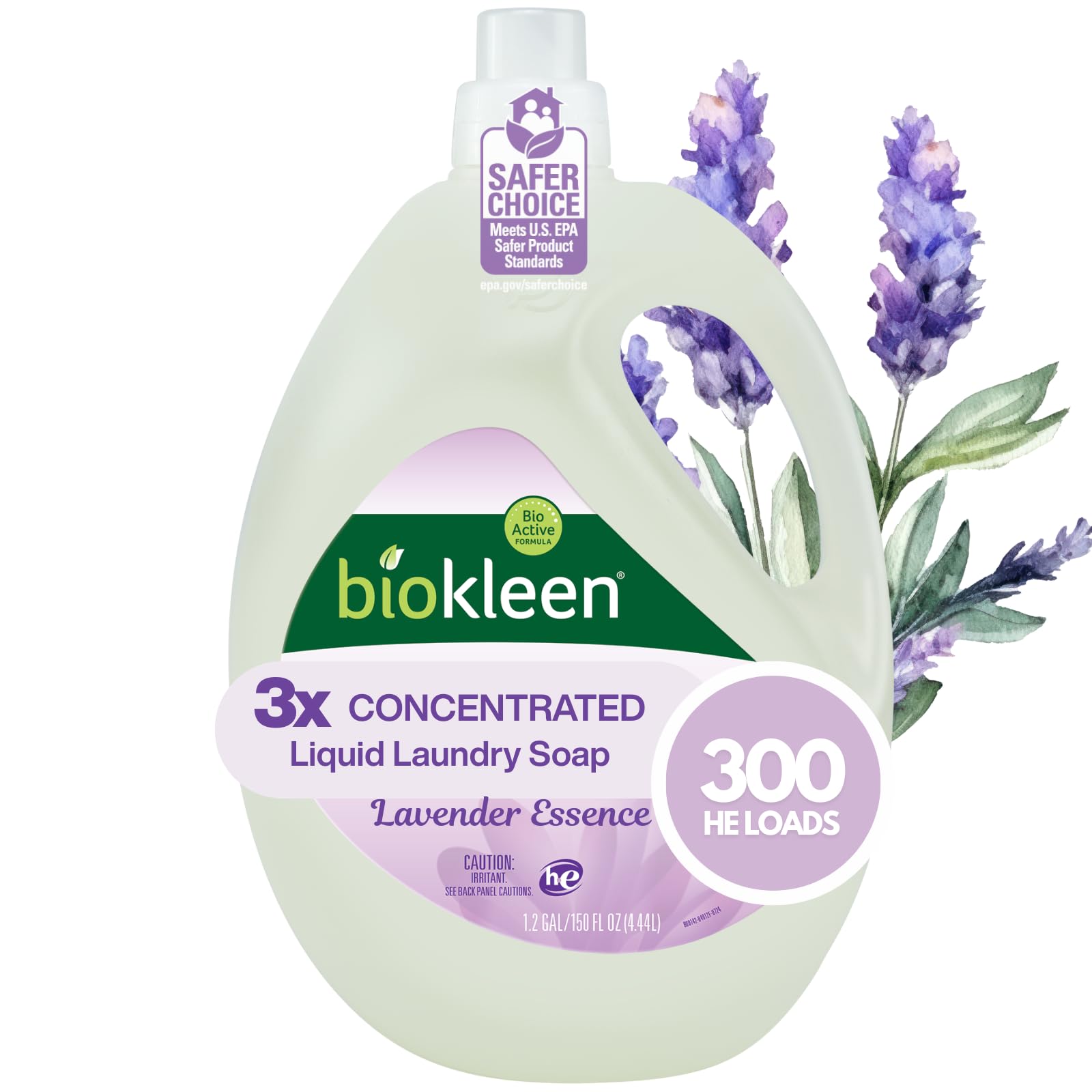 Biokleen Laundry Detergent Liquid, Eco-Friendly, Non-Toxic, Plant-Based, No Artificial Fragrance, Colors or Preservatives, Lavender Lily, 150 Fl Oz (Pack of 1) - 300 HE Loads/150 Loads
