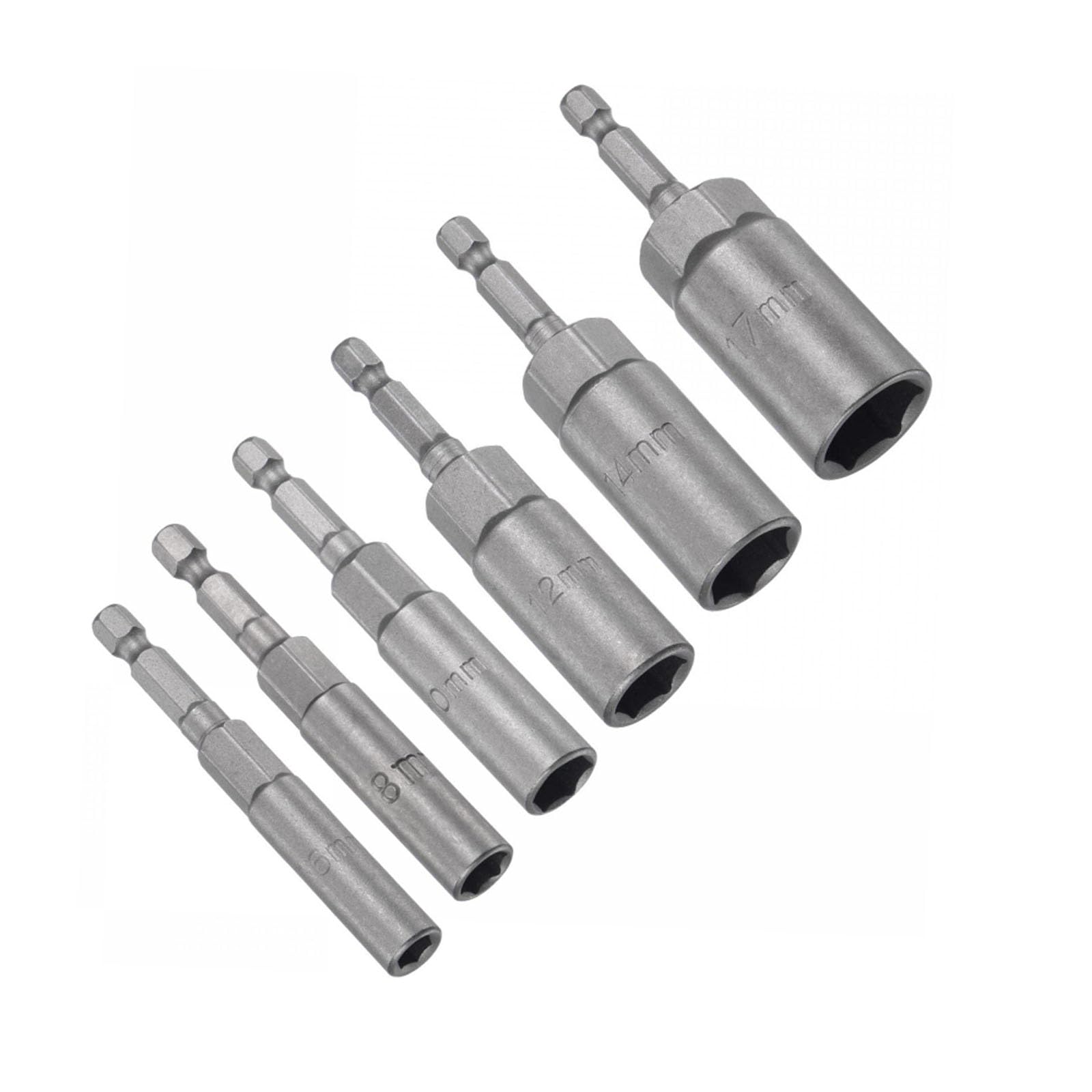 TOP-VIGOR 6Pcs Nut Setter Driver Drill Bit Set, 6mm 8mm 10mm 12mm 14mm 17mm Hex Shank Quick Change