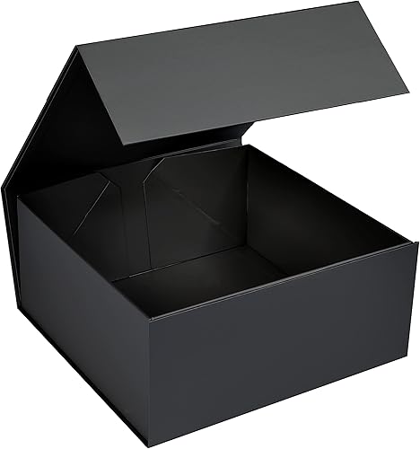 Miniatura 10 de CECOBOX Caja de regalo de 6 x 6 x 2.75 pulgadas, caja magnética plegable mate negra con tapa para regalo, embalaje, dama de honor, cumpleaños,