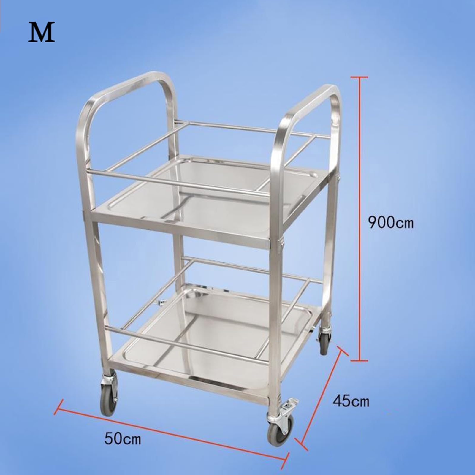 Verdickter Speisewagen aus Edelstahl, zweistufiger Lieferspeisewagen, mobiler Weinwagen for Hotelrestaurants(M)