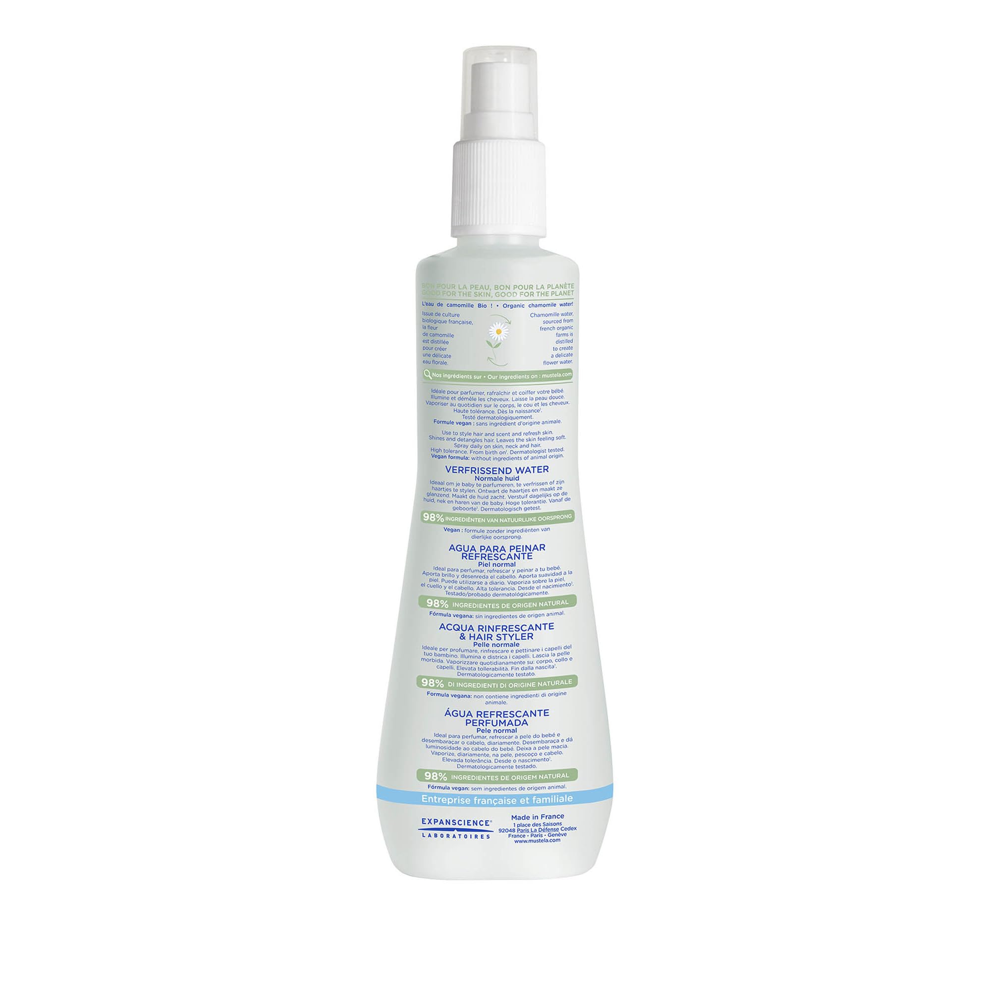 Mustela Acqua Rinfrescante al Perseose d'Avocado BIO e Camomilla per Pelle e Capelli Neonati 200ml